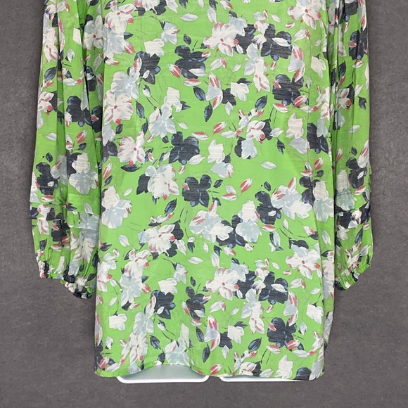 Hope & Harlow Floral Blouse Button Down 3/4 Sleeve Green Top XL - Picture 8 of 14
